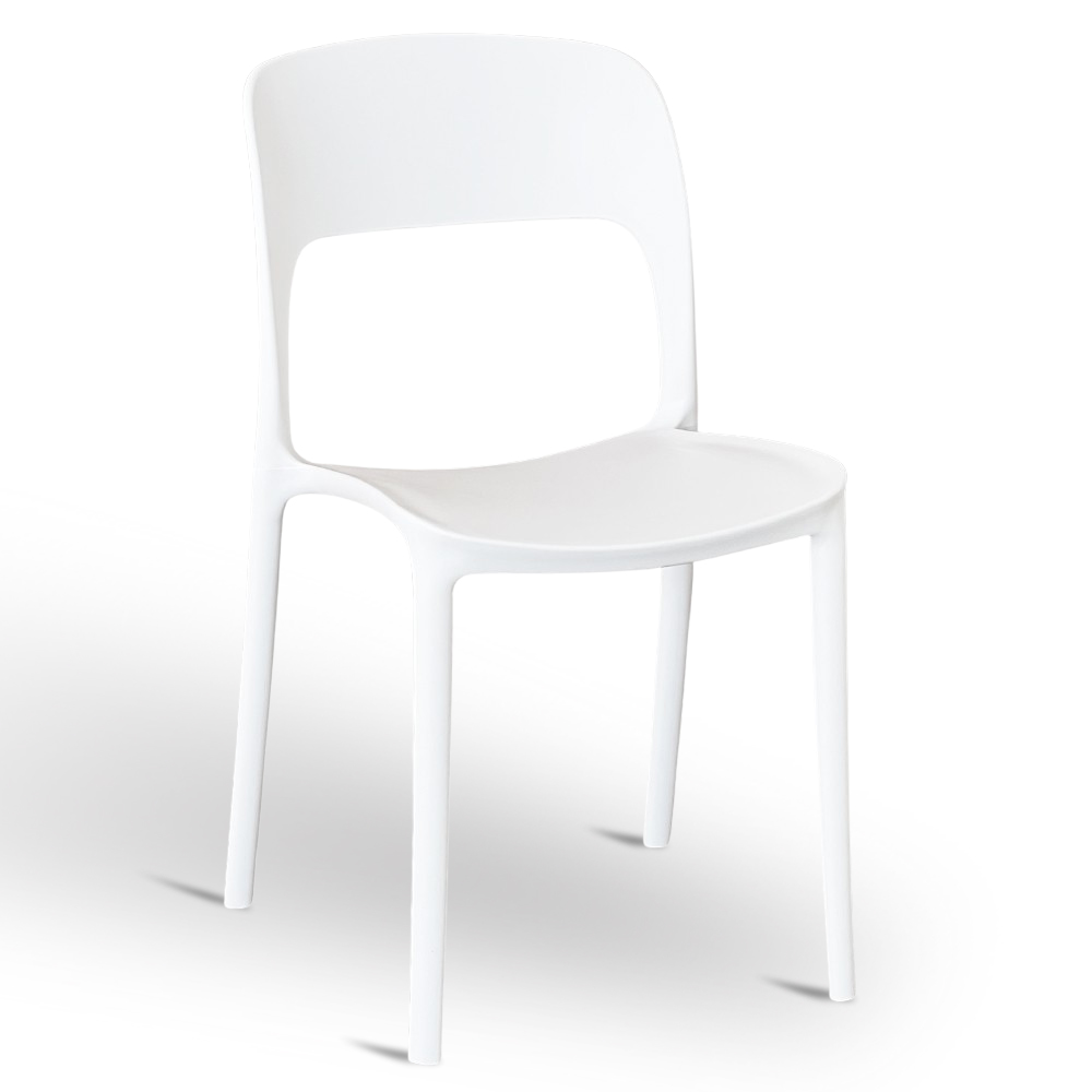 Sedia alice in plastica impilabile colore bianco modello comfort.