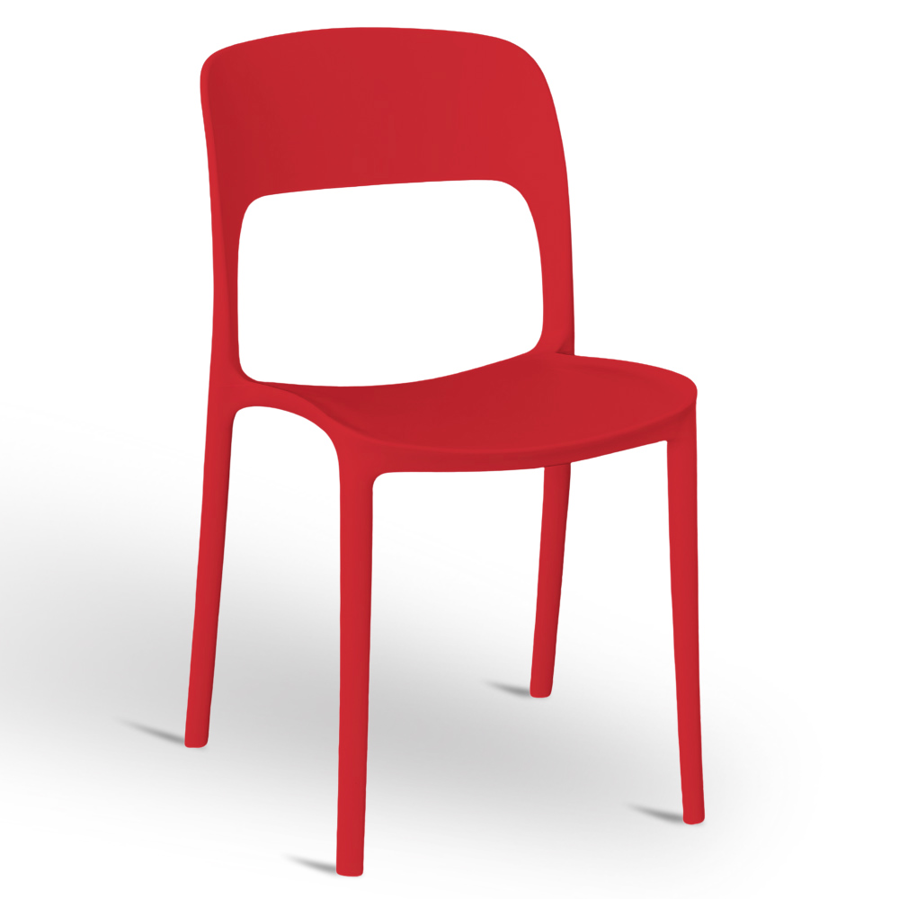 Sedia alice in plastica impilabile colore rosso modello comfort.