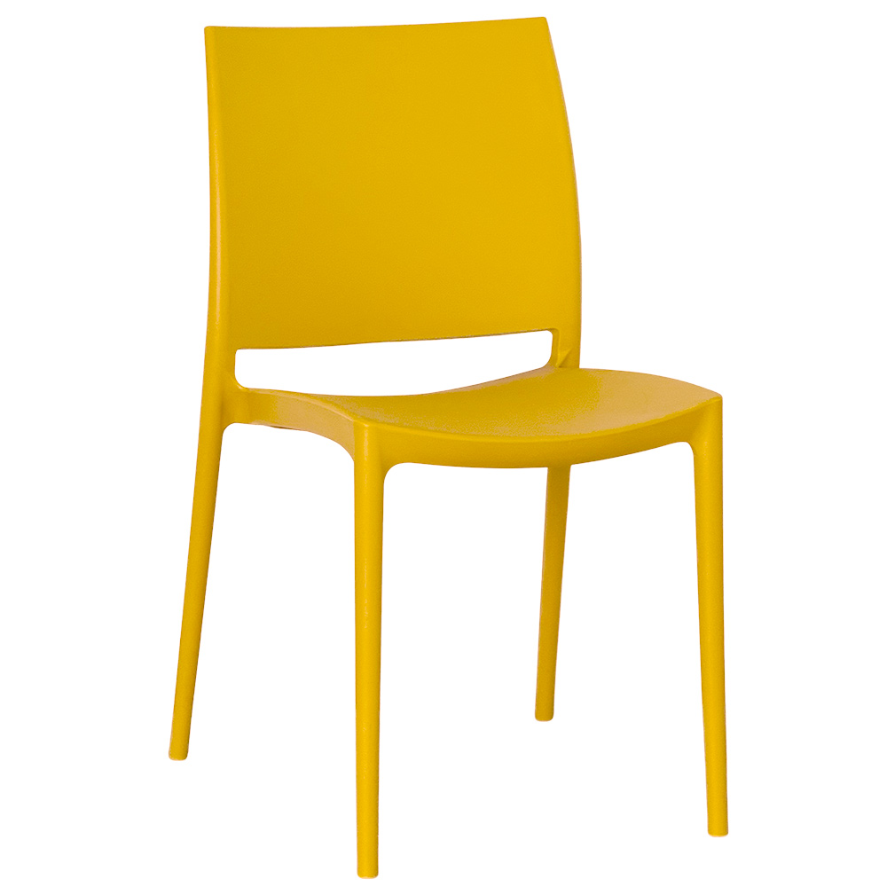 Sedia da sala da pranzo altea in plastica colore giallo senape modello comfort.