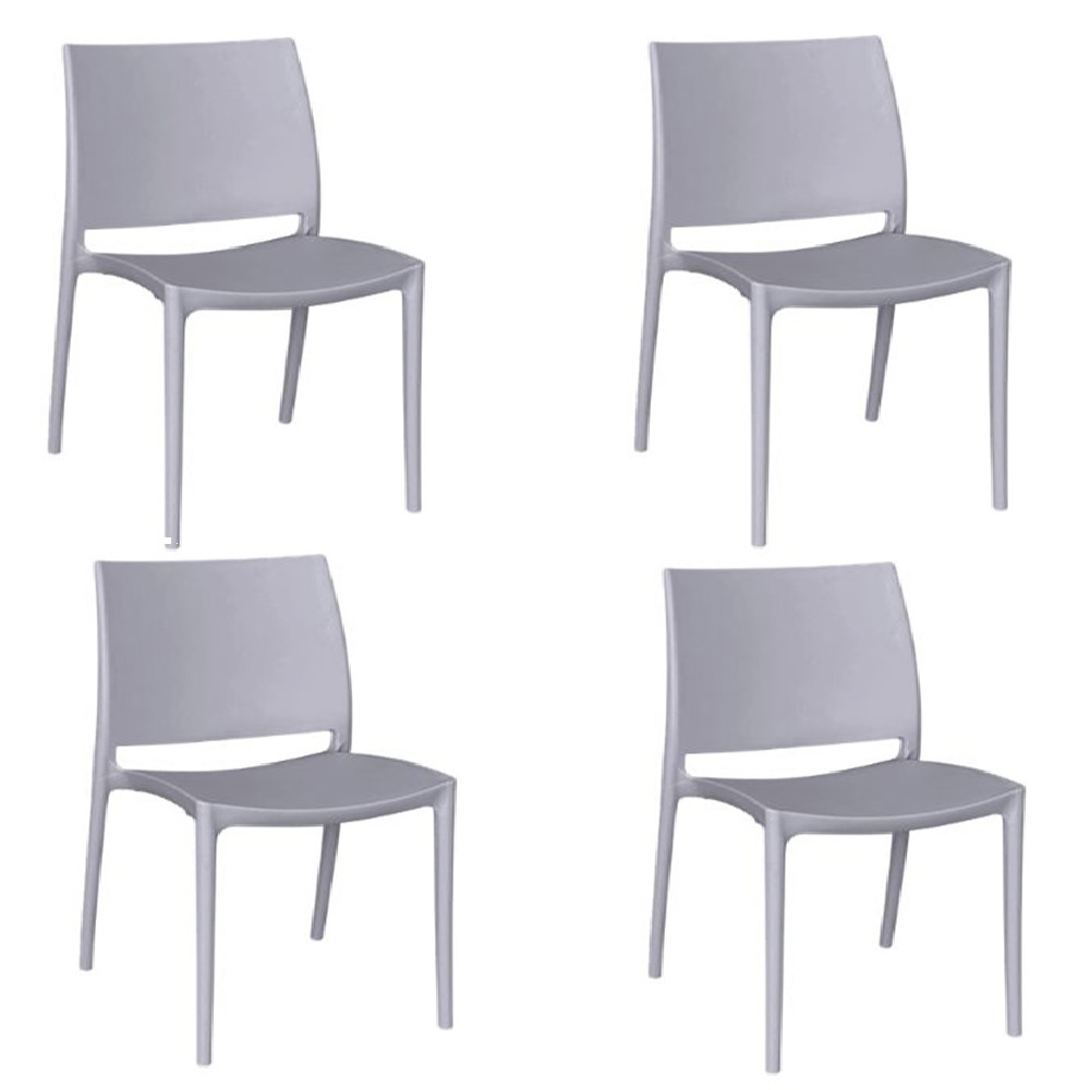 Sedia sala da pranzo altea in plastica colore grigio chiaro modello confort x 4.