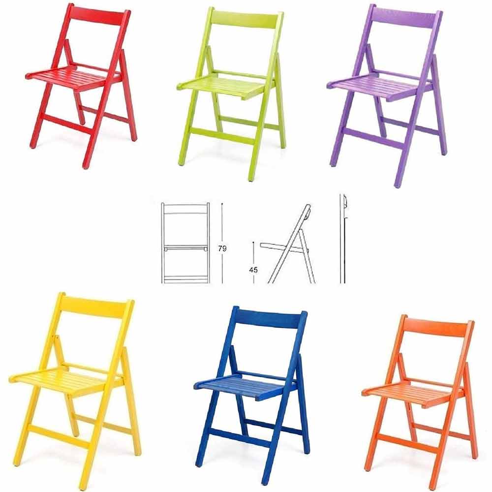 set 6 sedie legno richiudibile colorate