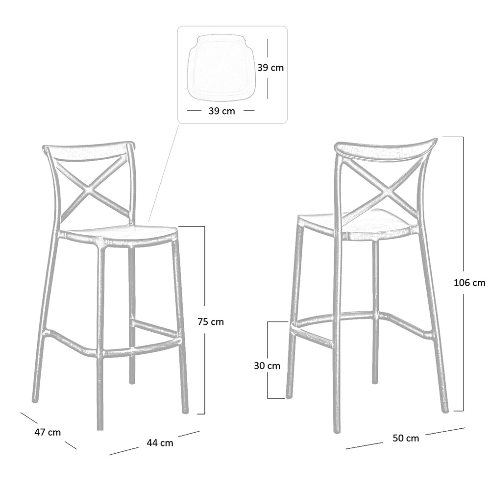 Siesta Sgabello Da Bar Hi-Tech Tom Bar 75 art. 287 con struttura in  polipropilene