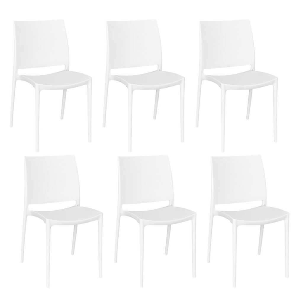 Sedia sala da pranzo set altea in plastica bianco modello confort x 6.